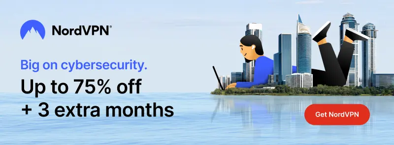 NordVPN 75% ooff plus 3 extra months