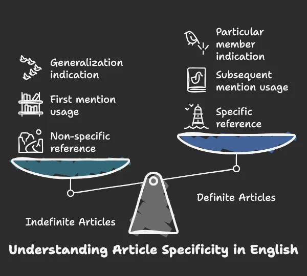 Illustration that shows article specificity in English